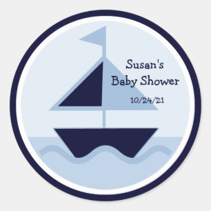 Nautical/William/Sailboat/Stickers/Cupcake Topper  Classic Round Sticker