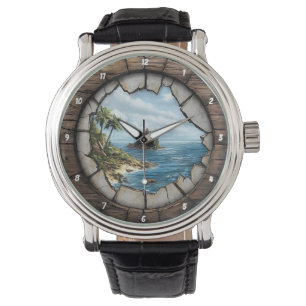 Nautical Window Island Escape Rustic Coastal Watch