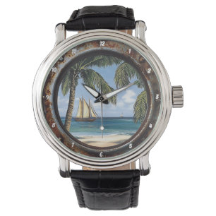 Nautical Window Rustic Tropical Sailboat Watch