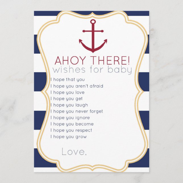 Nautical Wishes For Baby Card (Front)