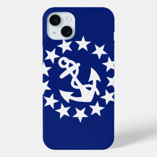 Nautical Yacht Flag Anchor and Stars on Blue Decor iPhone 15 Mini Case