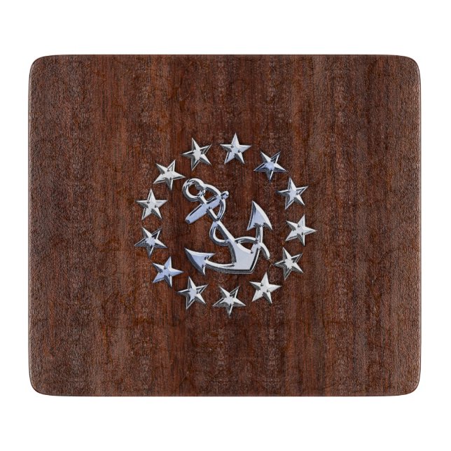 Nautical Yacht Flag Anchor Stars Symbol Cutting Board (Front)