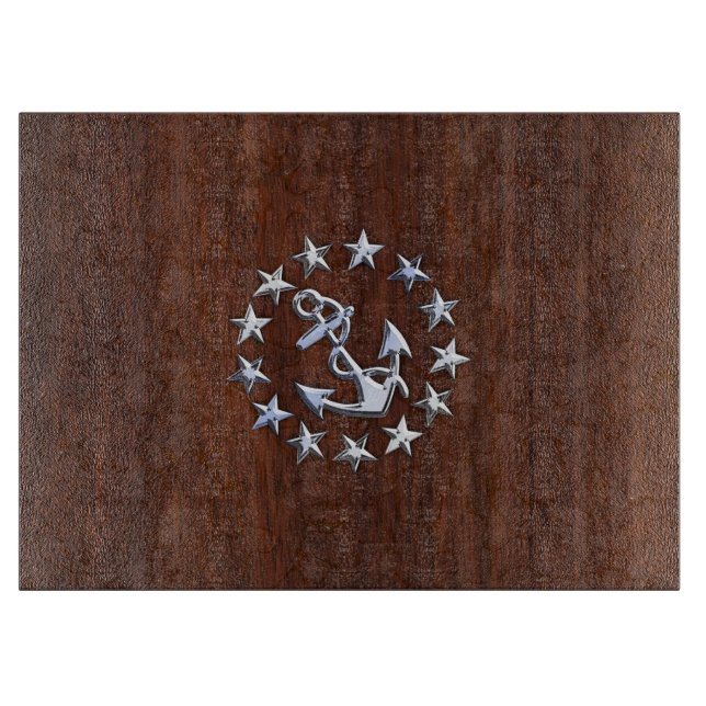 Nautical Yacht Flag Anchor Stars Symbol Cutting Board (Front)
