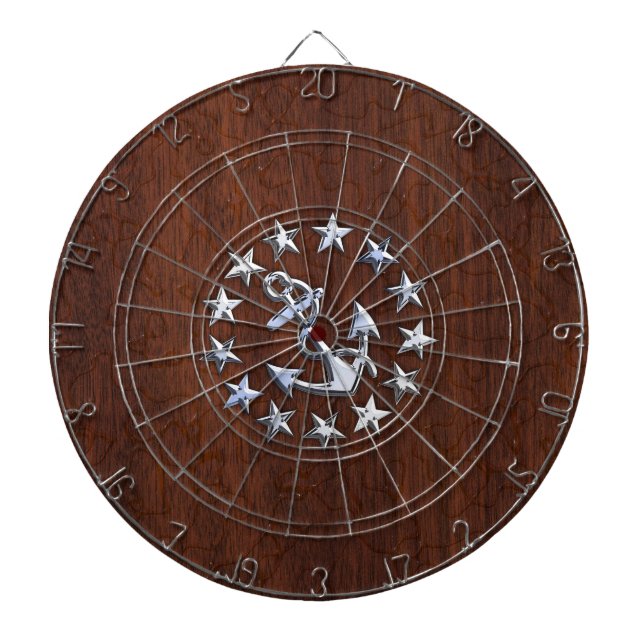 Nautical Yacht Flag Anchor Stars Symbol Dartboard (Front)