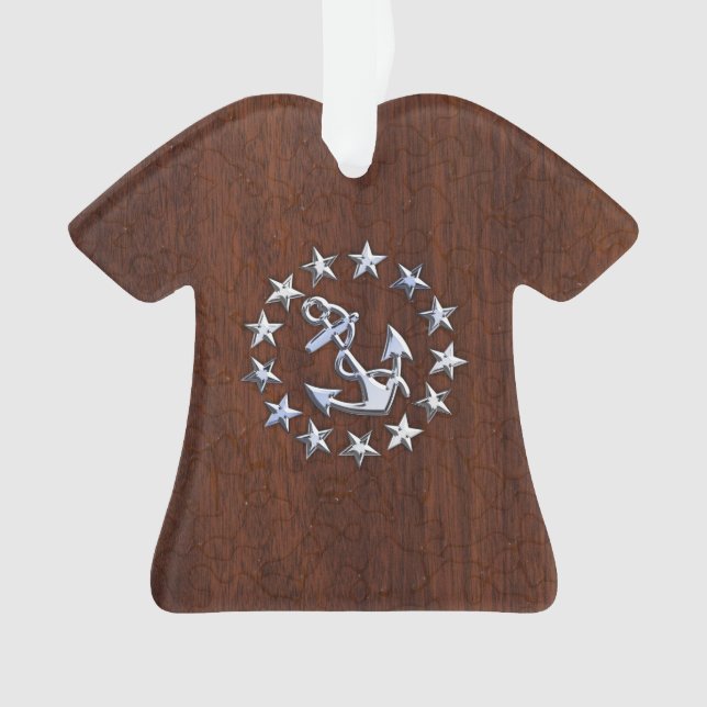 Nautical Yacht Flag Anchor Stars Symbol Ornament (Front)