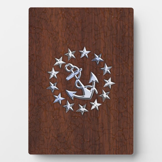 Nautical Yacht Flag Anchor Stars Symbol Plaque (Front)