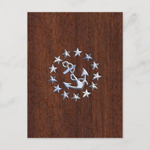 Nautical Yacht Flag Anchor Stars Symbol Postcard