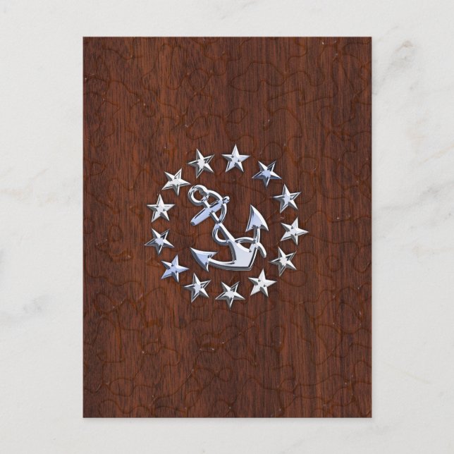 Nautical Yacht Flag Anchor Stars Symbol Postcard (Front)