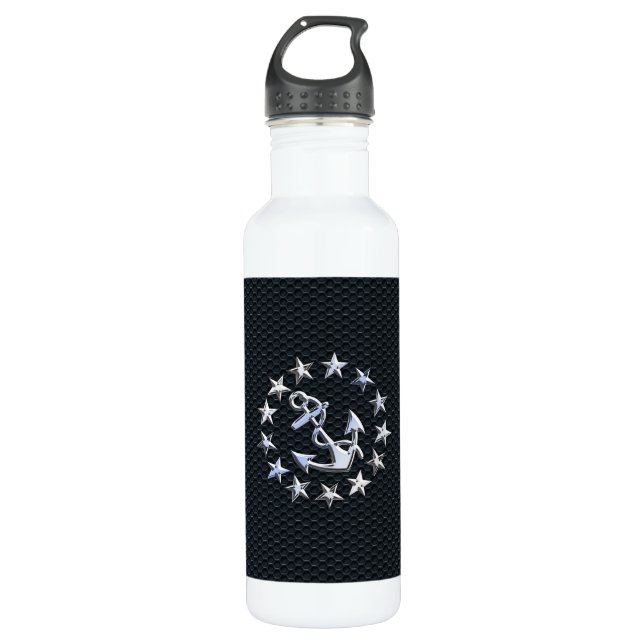 Nautical Yacht Flag Chrome Ensign on Grille Print 710 Ml Water Bottle (Front)