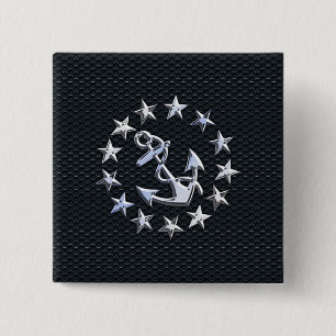 Nautical Yacht Flag Silver Ensign on Grille Print 15 Cm Square Badge