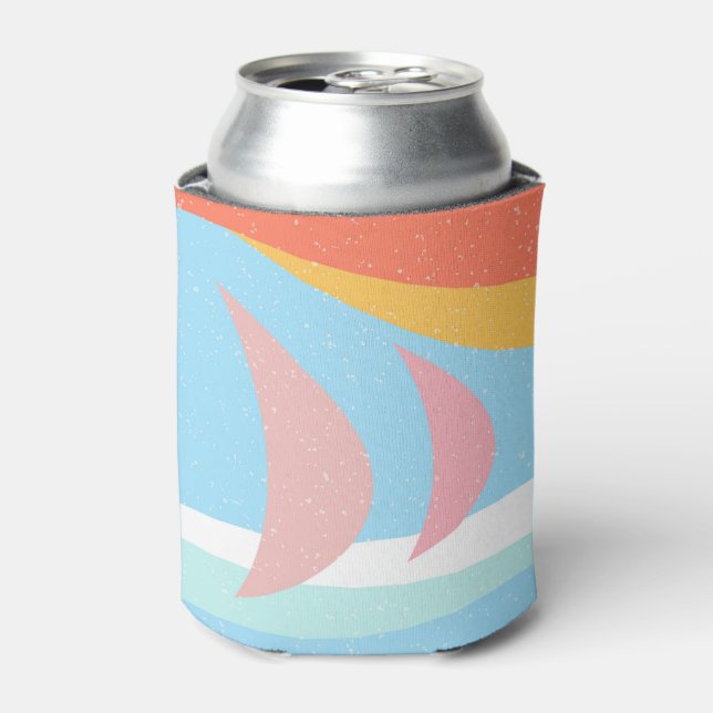 Nautical Yachts at Sea Modern Graphic Print Can Cooler (Can Front)