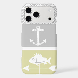Nautical Yellow and Grey Anchor Fish Weather Vane