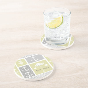 Nautical Yellow and Grey Anchor Fish Weather Vane Coaster