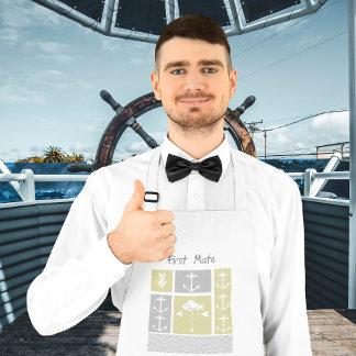 Nautical Yellow and Grey Anchor Fish Weather Vane Standard Apron