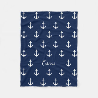 Nautical (You Choose Background Colour) Fleece Blanket