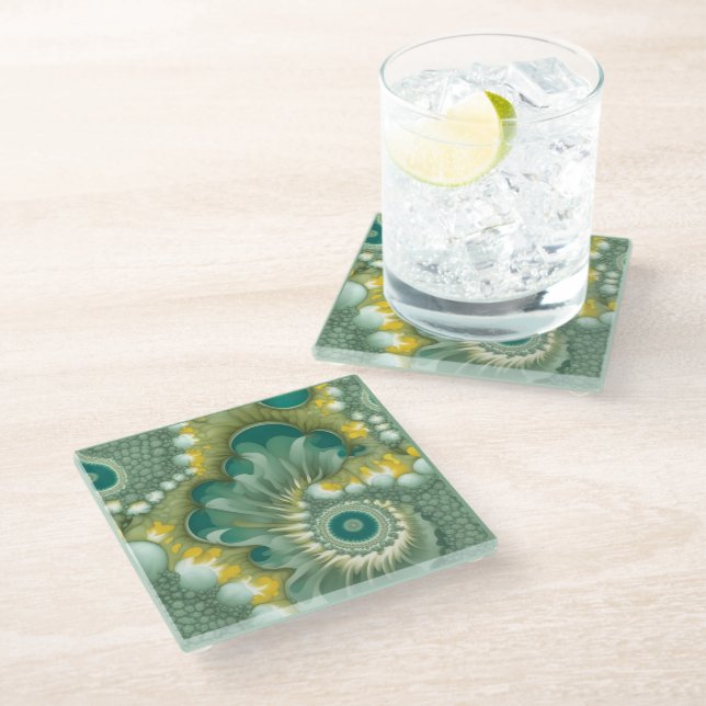 Nautilus Abstract Glass Coaster (Angled)