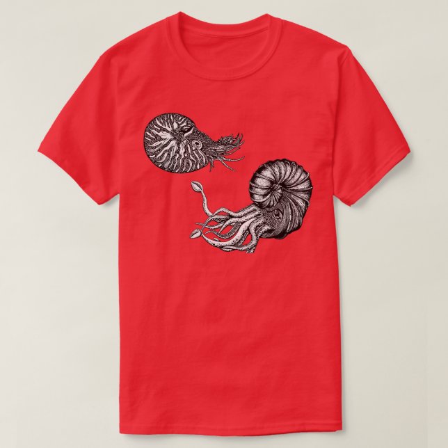 Nautilus amp Ammonite Illustration T-Shirt (Design Front)