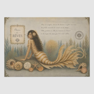 Nautilus Mermaid Decoupage Vintage Coastal Beach Tissue Paper