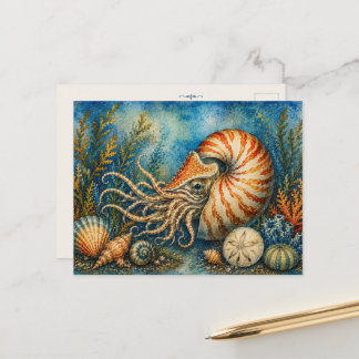 Nautilus Ocean Watercolour Inspired Post Card