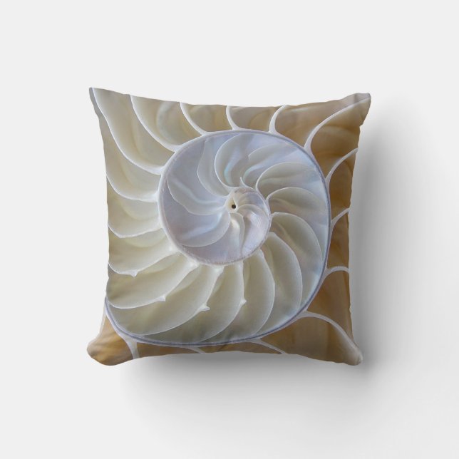 Nautilus Sea Shell Custom Colour Throw Pillow (Front)