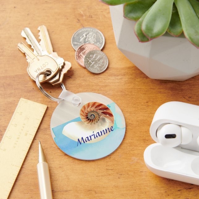Nautilus Seashell and Sand Key Ring (Desk)