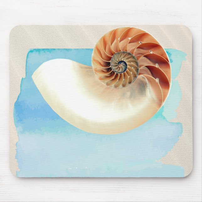 Nautilus Seashell and Sand Mouse Mat (Front)