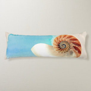 Nautilus Seashell and Sand Throw Pillow