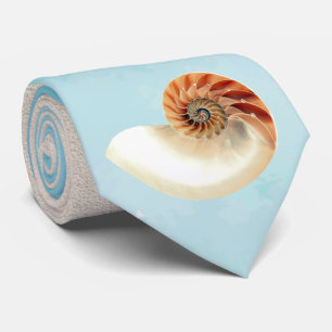 Nautilus Seashell and Sand Throw Pillow Tie