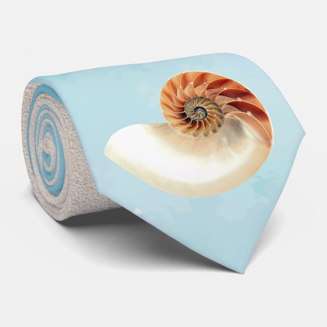 Nautilus Seashell and Sand  Tie (Rolled)