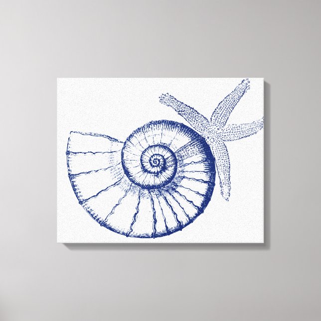 Nautilus Seashell & Starfish Marine Life Custom Canvas Print (Front)