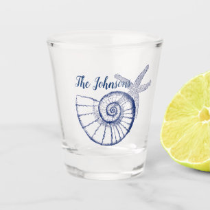 Nautilus Seashell & Starfish Marine Life Custom Shot Glass