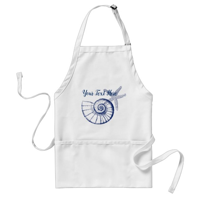 Nautilus Seashell & Starfish Marine Life Custom Standard Apron (Front)
