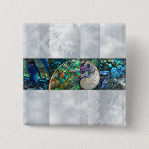Nautilus Shell - Abalone and Pearl 15 Cm Square Badge