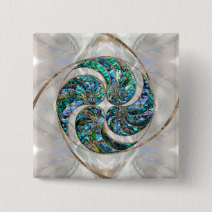 Nautilus Shell - Abalone and Pearl 15 Cm Square Badge