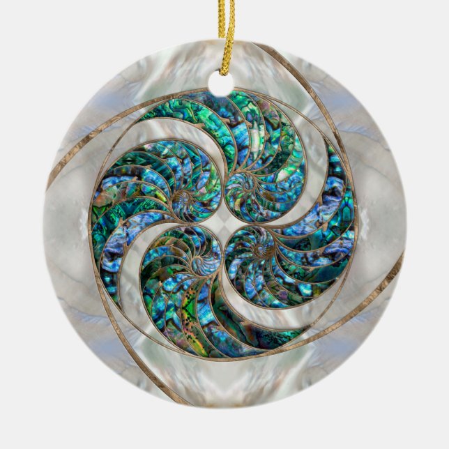 Nautilus Shell - Abalone and Pearl Ceramic Tree Decoration (Front)