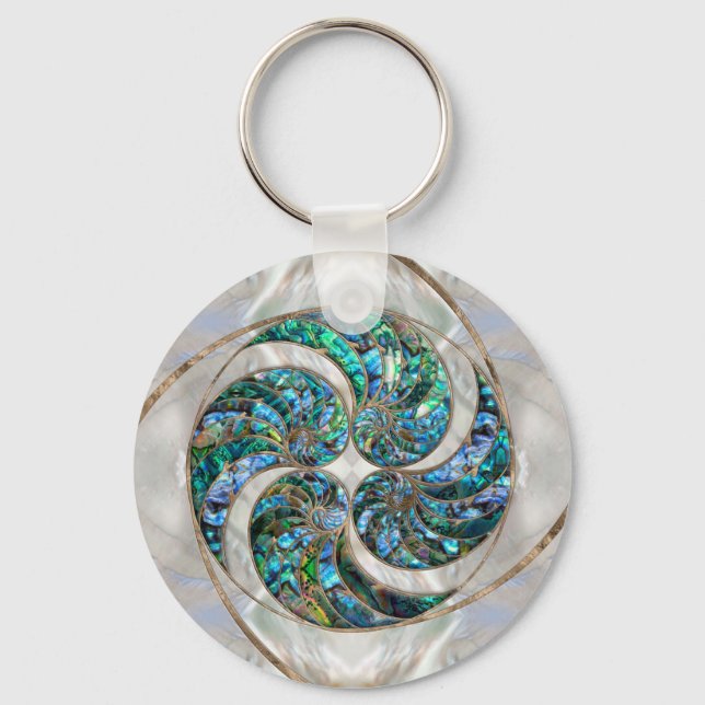 Nautilus Shell - Abalone and Pearl Key Ring (Front)