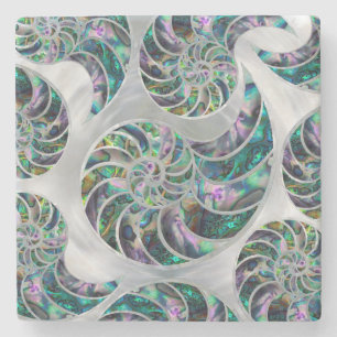 Nautilus Shell Abalone and Pearl Stone Coaster