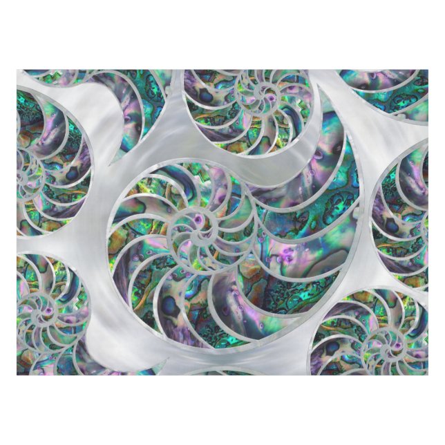 Nautilus Shell Abalone and Pearl Tablecloth (Front (Horizontal))