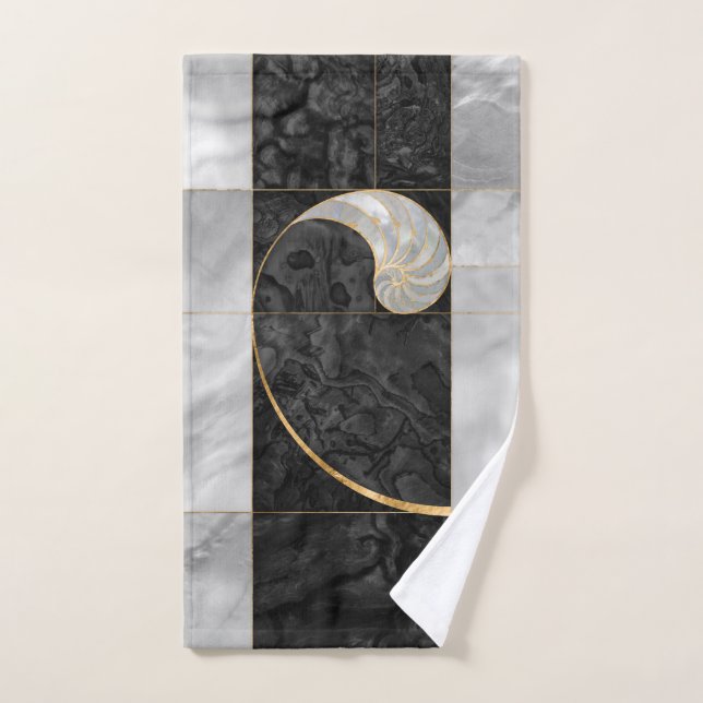 Nautilus Shell - Black Abalone and Pearl Bath Towel Set (Hand Towel)