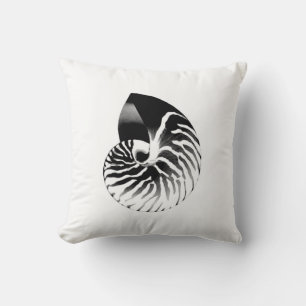 Nautilus shell - black, grey and white cushion