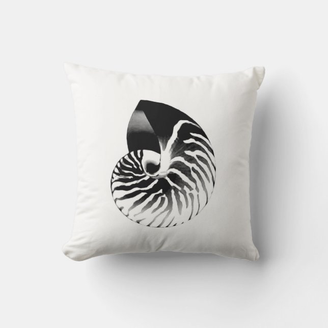 Nautilus shell - black, grey and white cushion (Front)