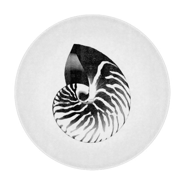 Nautilus shell - black, grey and white cutting board (Front)