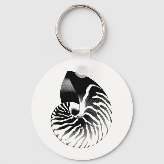 Nautilus shell - black, grey and white key ring (Front)