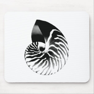 Nautilus shell - black, grey and white mouse mat