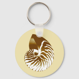 Nautilus shell - brown, white and beige key ring