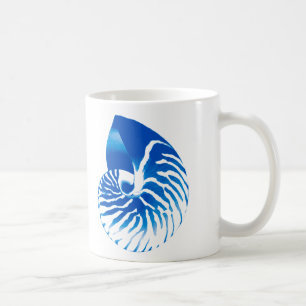 Nautilus shell - cobalt blue and white coffee mug