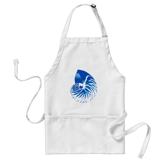 Nautilus shell - cobalt blue and white standard apron (Front)