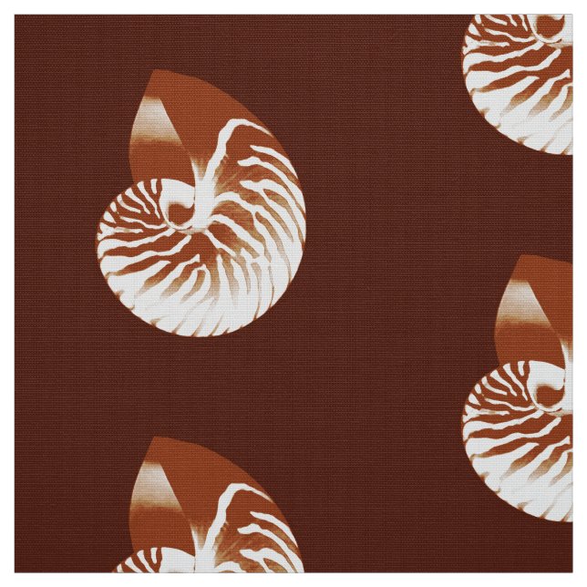 Nautilus Shell - cocoa brown and white Fabric (Swatch)