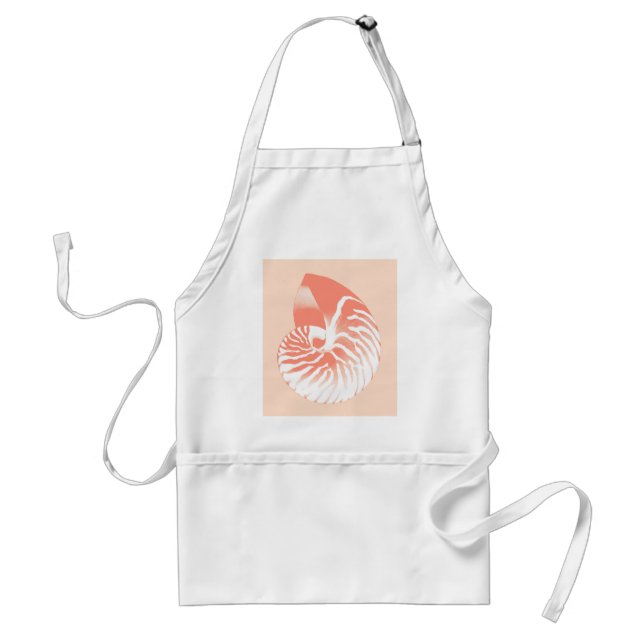 Nautilus shell - coral orange and white standard apron (Front)