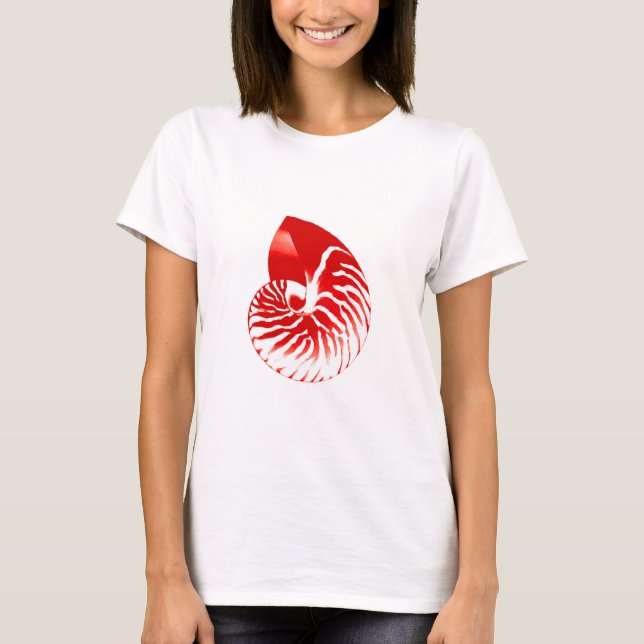 Nautilus shell - dark red and white T-Shirt (Front)